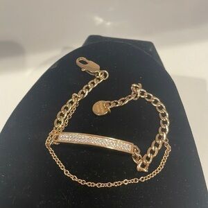 DYRBERG/KERN COPENHAGEN Gold Tone Crystal Double Bracelet—STUNNING! Like New!